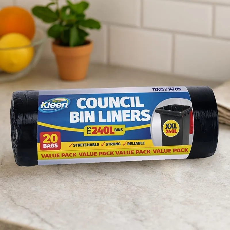 Garbage Bags XXLarge Council Bin Liners 240l - 20pk - 113cm X 147cm - Black – image 2