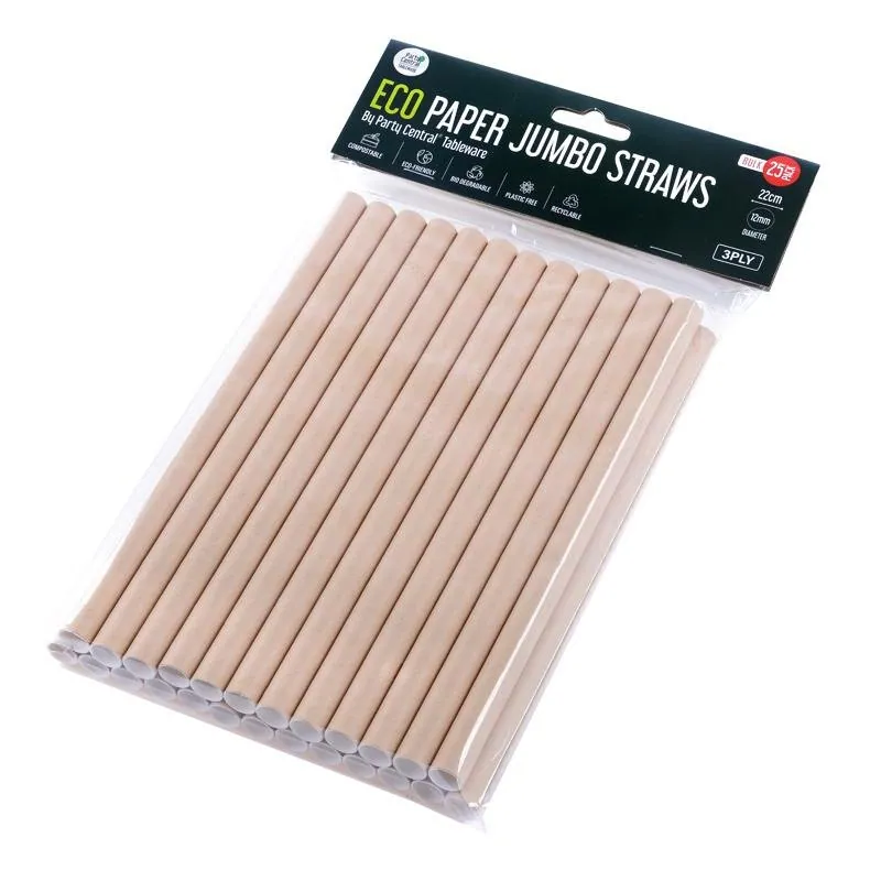 Eco Friendly Drinking Jumbo Straw 25pk - 22cm X 1.2cm - Paper – image 3