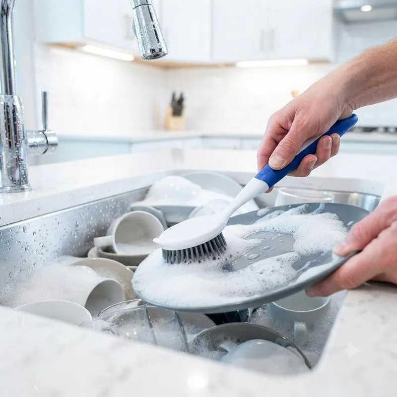 Dish Brush with Scraper 24cm Non-Scratch Tpr – image 2