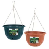 Planter Pot Round Hanging Chain 30cm X 30cm X 18cm Green & Terracotta – image 3