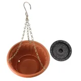 Planter Pot Round Hanging Chain 25cm X 25cm X 15cm Green & Terracotta – image 2