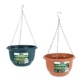 Planter Pot Round Hanging Chain 25cm X 25cm X 15cm Green & Terracotta – image 3