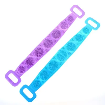 Exfoliating Back Strap & Scrub with Handles -70cm - Tpr - Purple, Blue