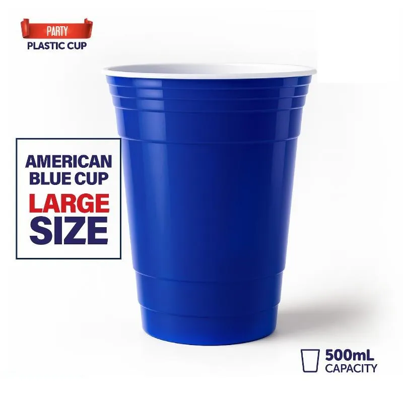 Drinkware & Partyware Plastic Cup Reusable 500ml American Blue – image 3