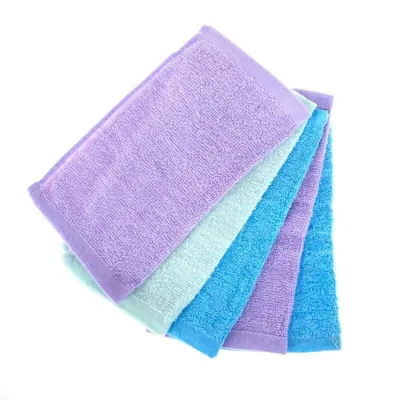 Baby Wash Cloth 5pk 30cm X 30cm Blue, Lime, Purple