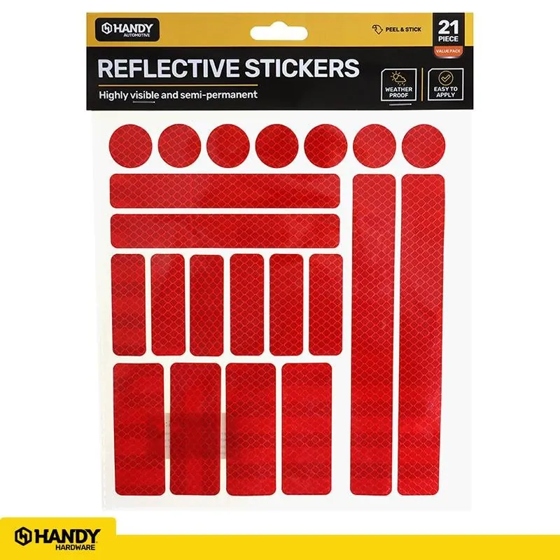 Adhesive Reflective Stickers Assorted Sizes Per Pack 21pc Assorted Colours Per Carton, Green, Blue, Red & White – image 4