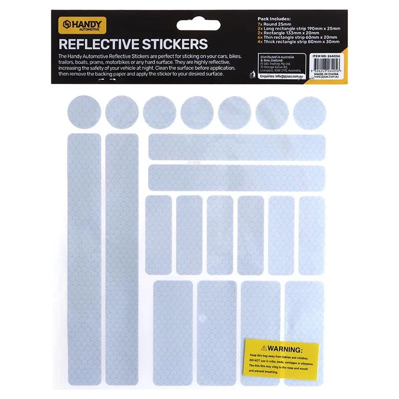 Adhesive Reflective Stickers Assorted Sizes Per Pack 21pc Assorted Colours Per Carton, Green, Blue, Red & White – image 3