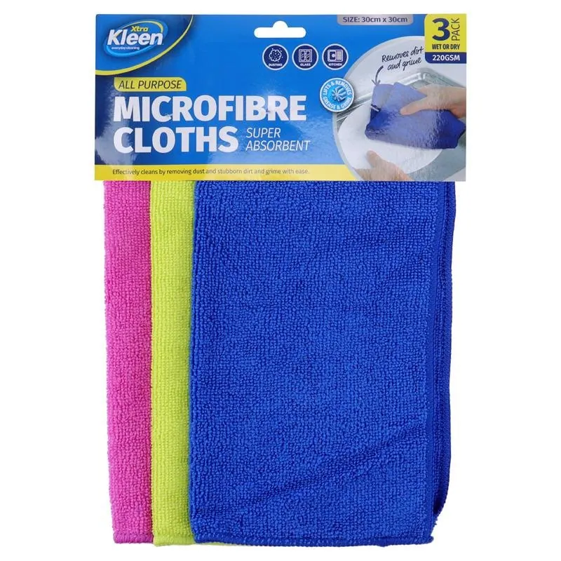 Microfibre All Purpose Cleaning Cloth, 30cm X 30cm, 3pk - Pink, Yellow, Blue (167579) – image 4