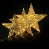 Christmas Decorative Light Low Voltage 3D Glitter Stars Gold 3pk Cool White Sizing: Small - 20LED - 43cm X 10cm X 40.5cm, Medium - 30LED - 52cm X 11cm X 50cm & Large - 50LED - 62cm X 11cm X 60cm – image 3