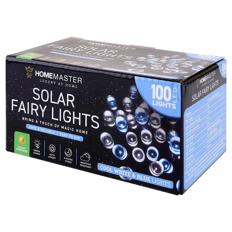 Christmas Fairy Light Solar 100LED 7.5m Total Length Cool White & Blue 2 Functions – image 3