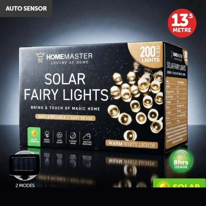 Christmas Fairy Light Solar 200LED 13.5m Total Length Warm White 2 Functions – image 4