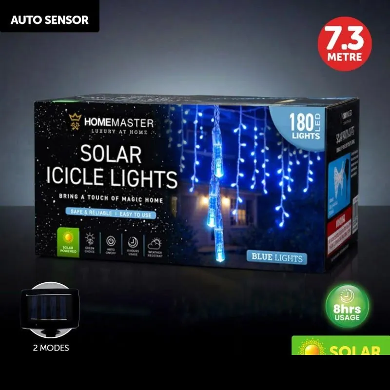 Christmas Icicle Light Solar 180LED 7.3m Total Length Blue 2 Functions – image 4