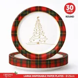 Paper Plates Round Disposable 30pk Large - 25cm Dia Christmas Design – image 4