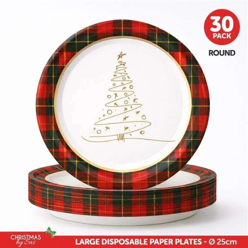 Paper Plates Round Disposable 30pk Large - 25cm Dia Christmas Design – image 4