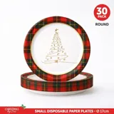 Paper Plates Round Disposable 30pk Small - 17cm Dia Christmas Design – image 4