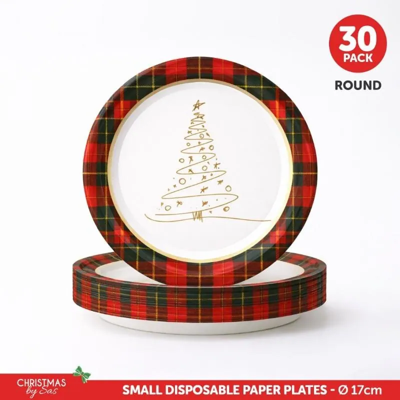 Paper Plates Round Disposable 30pk Small - 17cm Dia Christmas Design – image 4