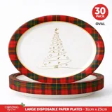 Christmas Paper Plates Oval Disposable 30pk 31cm X 23cm – image 4