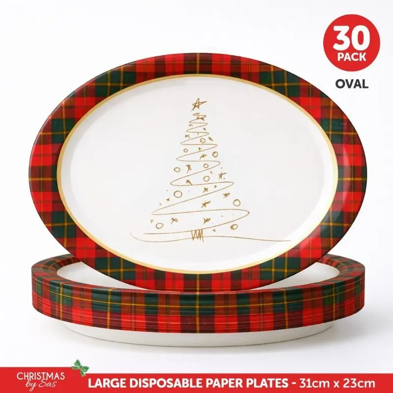 Christmas Paper Plates Oval Disposable 30pk 31cm X 23cm – image 4