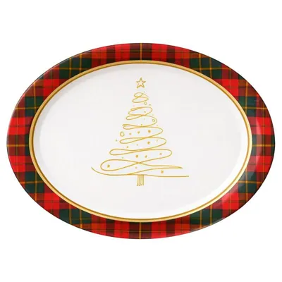 Christmas Paper Plates Oval Disposable 30pk 31cm X 23cm