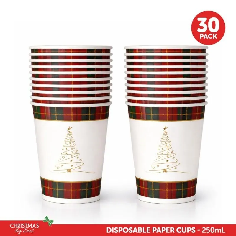 Paper Cups Disposable 30pk 250ml Christmas Design – image 4