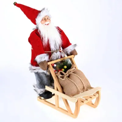 Christmas Statue Santa & Snow Sled 45cm