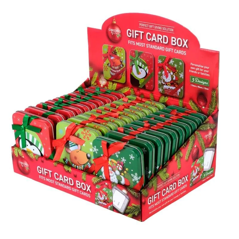 Gift Card Metal Box Christmas 1pk 11cm X 9cm X 1.5cm 3 Assorted Designs – image 3