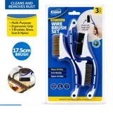 Wire Brush Set Includes Nylon, Brass & Iron Bristles 17.5cm X 1cm X 3cm 3pc – image 4