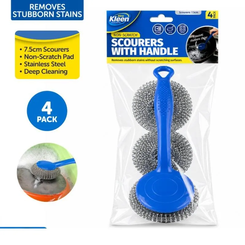Scourer with Handle Includes 2 Refill Scourers 4pc – image 4