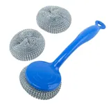 Scourer with Handle Includes 2 Refill Scourers 4pc – image 1