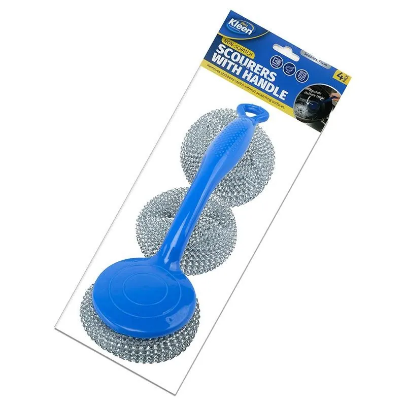 Scourer with Handle Includes 2 Refill Scourers 4pc – image 3