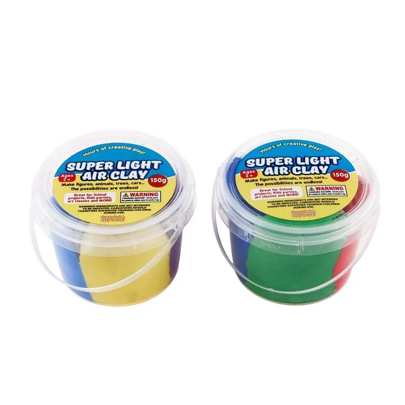 Air Dry Clay Super Light Mixed Colour Tub 150g 2 Assorted Packs: Pack 1 -Light Blue, Bright Yellow, Hot Pink, Purple & Pack 2 - Dark Blue, White, Green, Red – image 4
