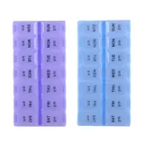 Pill Box 7 Day Organiser with 14 Slots with Braille – Blue & Purple – image 1