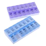 Pill Box 7 Day Organiser with 14 Slots with Braille – Blue & Purple – image 2