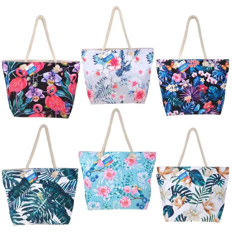 Beach Bag Series Two 53cm X 38cm X 17cm 6 Assorted Designs Zippered Opening – image 4