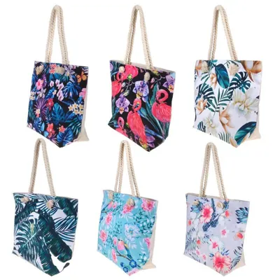 Beach Bag Series Two 53cm X 38cm X 17cm 6 Assorted Designs Zippered Opening