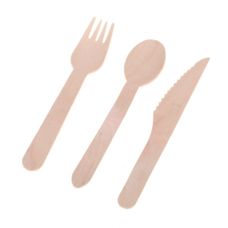 Wooden Cutlery Set: Knives, Forks & Spoons (48 Pack) — photo 2 of 4