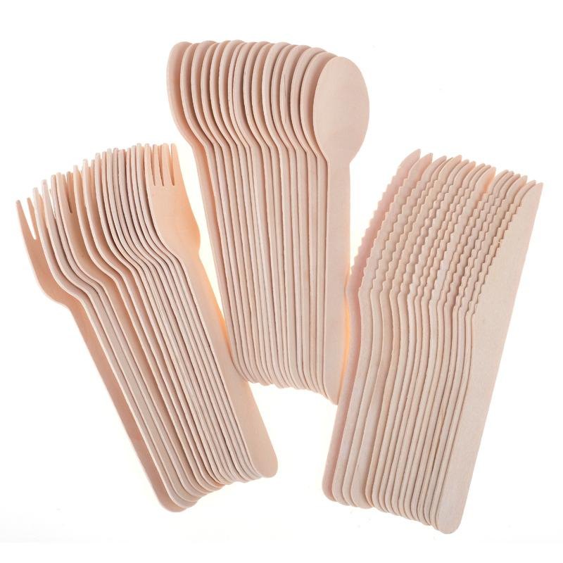 Wooden Cutlery Set: Knives, Forks & Spoons (48 Pack) — photo 3 of 4