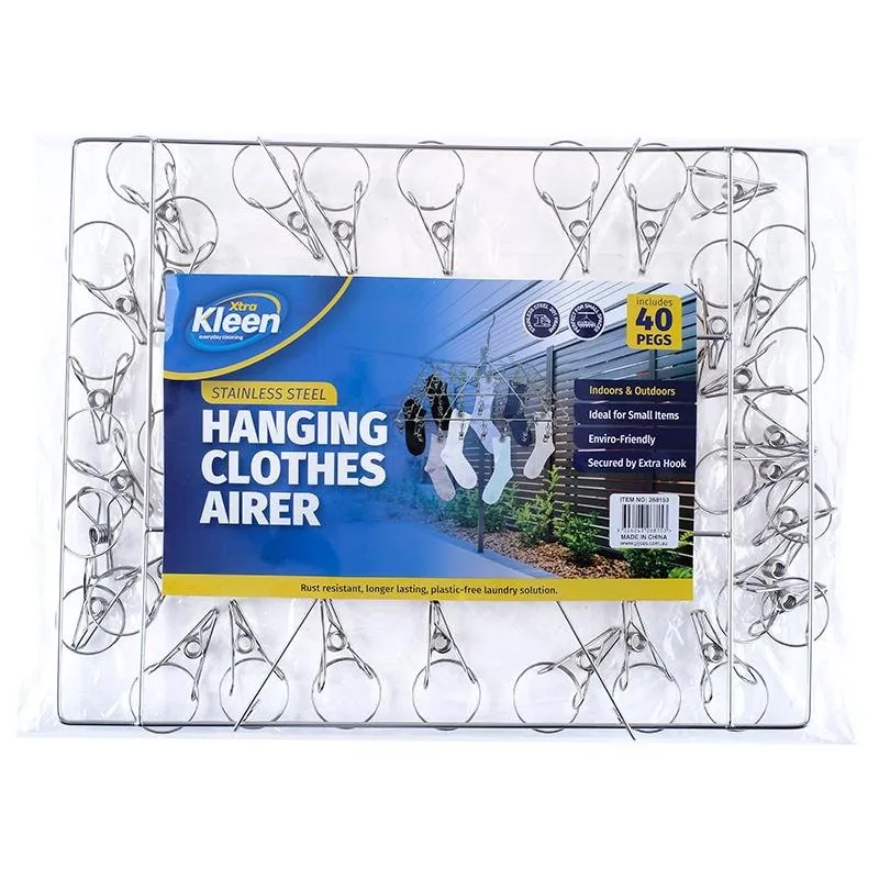 Pegs Hanging Airer with 40 Pegs - Stainless Steel – image 4