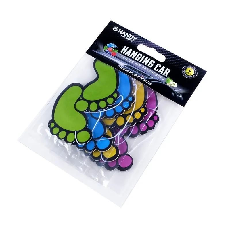 Air Fresheners Hanging Feet Designs 4pk 4 Assorted Colours/ Scents (Apple, Ocean, Vanilla & Berry) – image 3