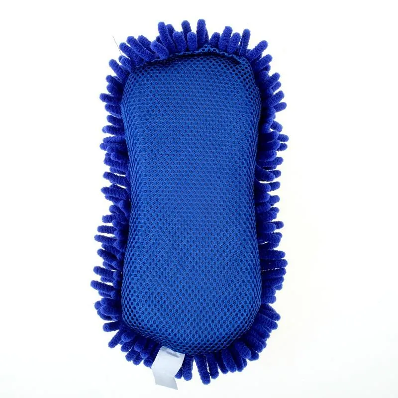 Microfibre Chenille Shaggy Sponge 22cm X 10cm X 3.5cm - Blue – image 2