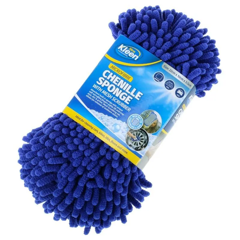Microfibre Chenille Shaggy Sponge 22cm X 10cm X 3.5cm - Blue – image 3