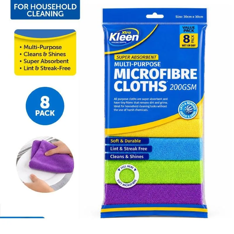 Microfibre Cloths Multi Colour 30cm X 30cm 8pk – image 4