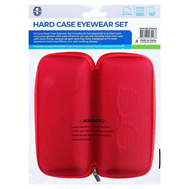 Reading Glasses Case Set 3pc - Includes: Hard Case, Cleaning Cloth, Neck Strap - Red, Pink, Blue, Green – image 3