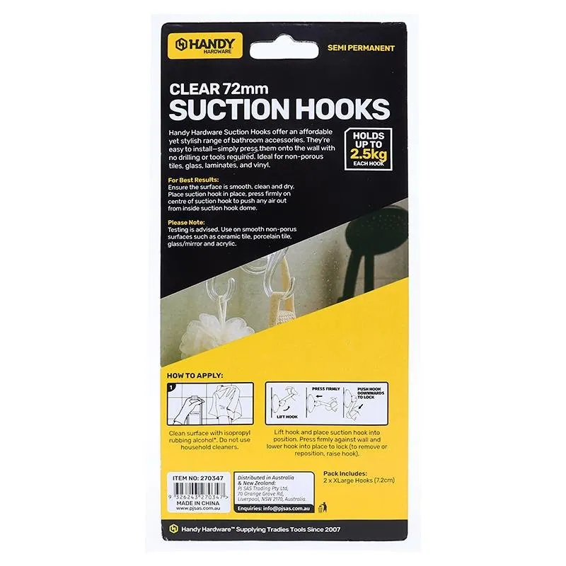 Hooks Suction Cups Clear 7.2cm 2pk (Holds Up To 2.5kg) – image 3