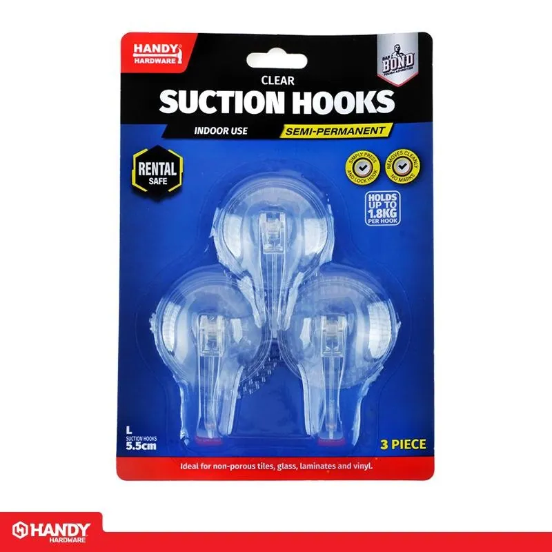 Hooks Suction Cups Clear 5.5cm 3pk (Holds Up To 1.8kg) – image 4