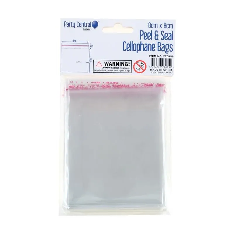 Premium Peel & Seal Cellophane Bags - 8cm X 8cm 100pk – image 2