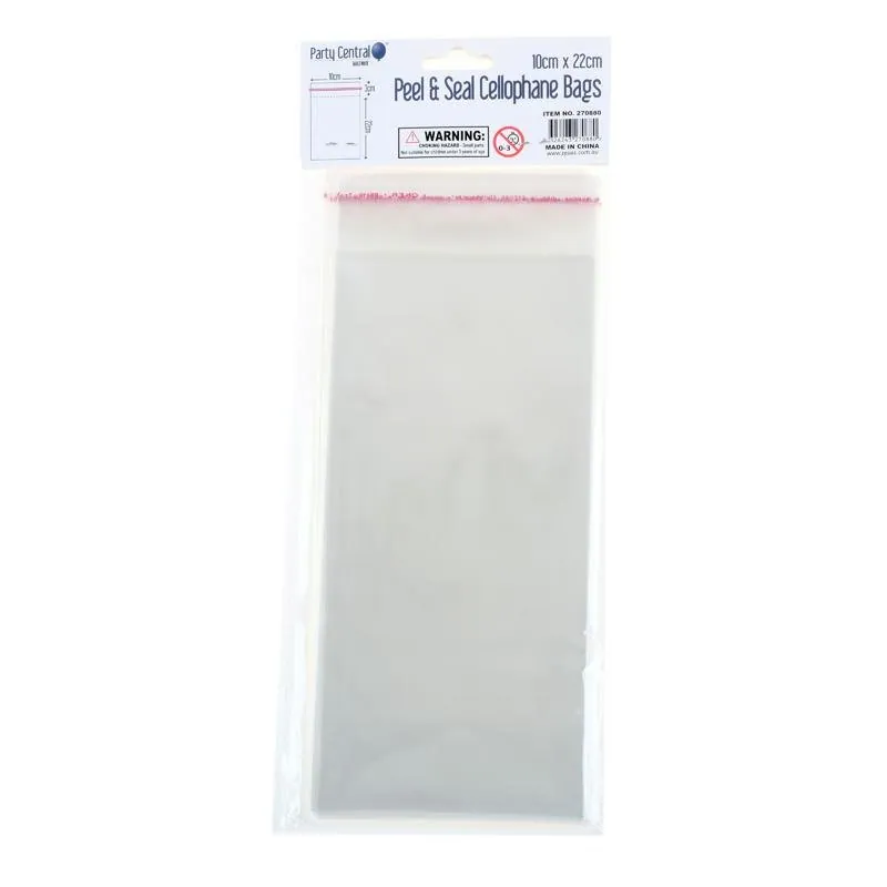 Premium Peel & Seal Cellophane Bags - 10cm X 22cm 40pk – image 2