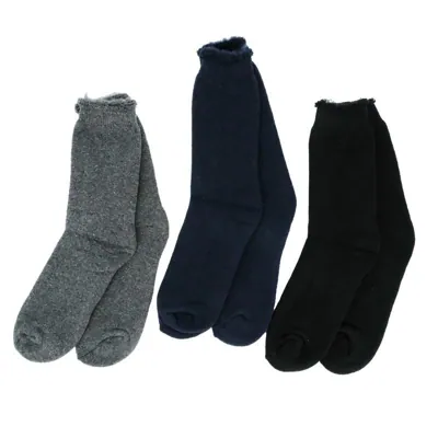 Socks Mens Heat Control Brushed Lining 3pk Crew Cut Navy, Grey & Black Per Pack