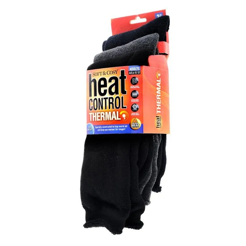 Socks Mens Heat Control Brushed Lining 3pk Crew Cut Navy, Grey & Black Per Pack – image 3