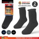 Socks Mens Heat Control Brushed Lining 2pk Crew Cut Navy, Grey & Black – image 4